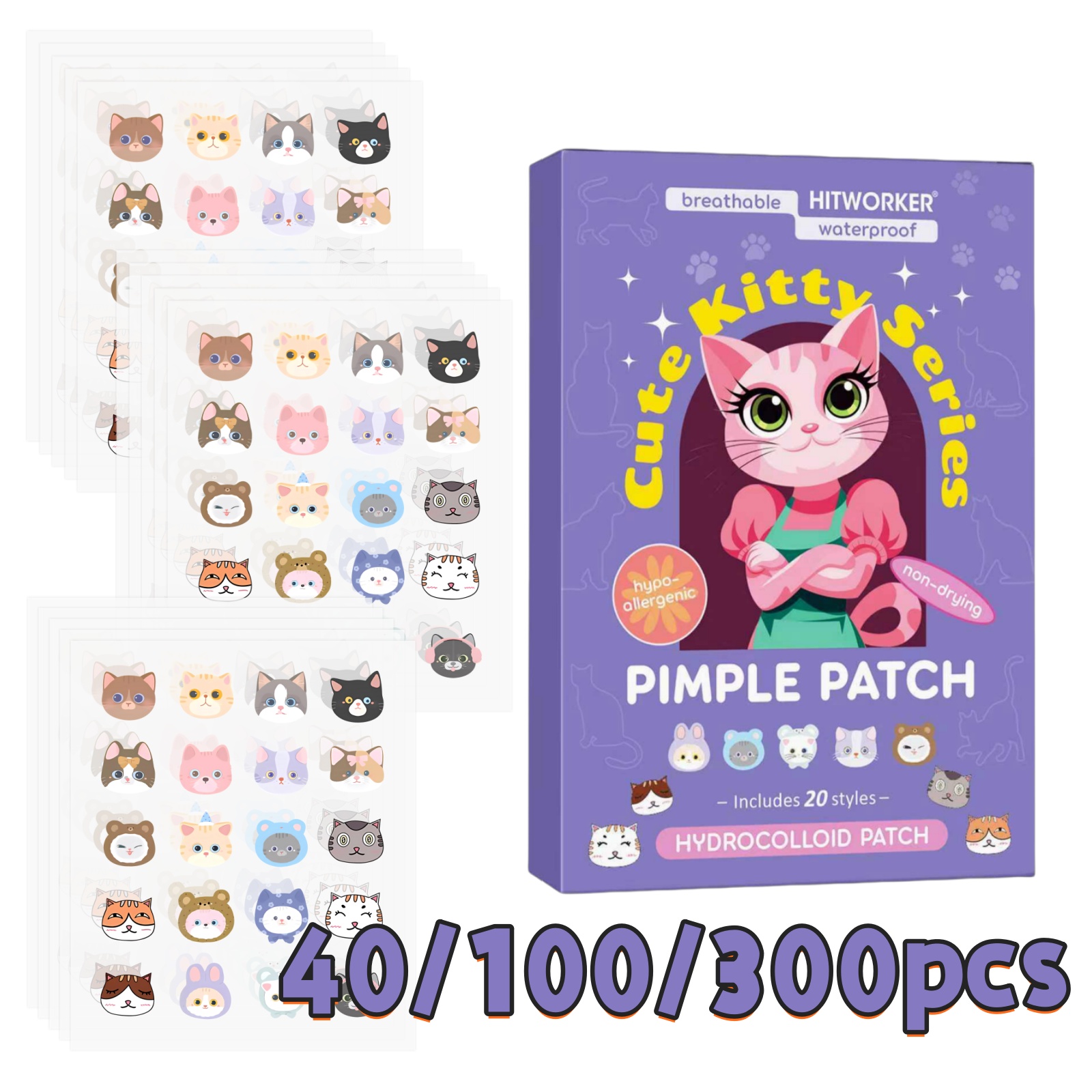 40/100/300pcs Cartoon Cat Acne - đánh giá và giá Face Oil